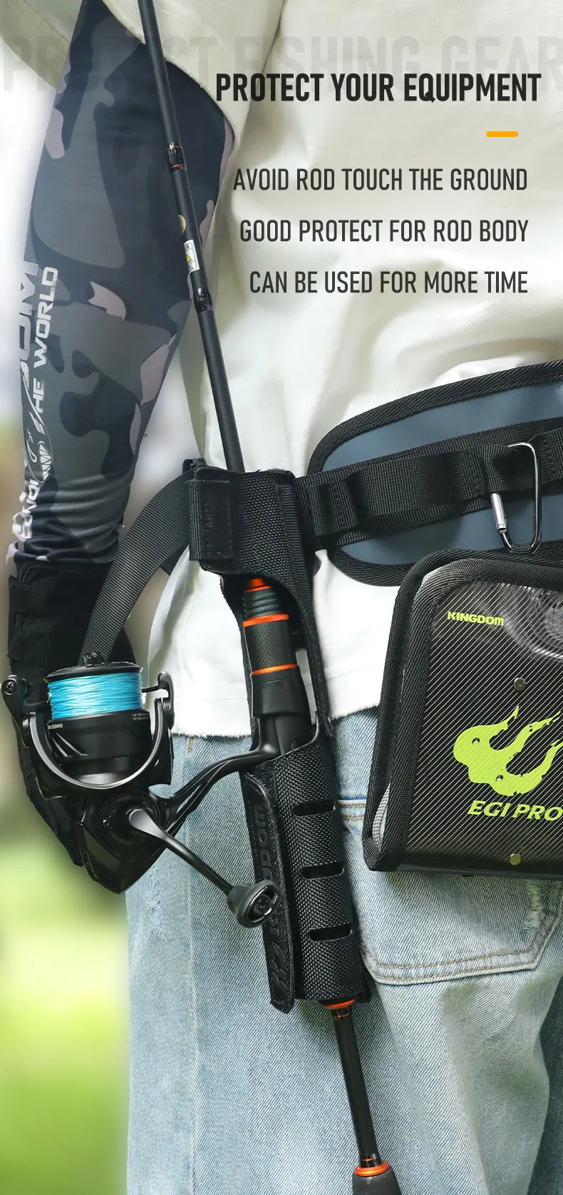 Kingdom Fishing Rod Holder Free Velcro Design Nylon Portable Lightweight Pole Inserter Rod Holder Fishing Tackles Accessories