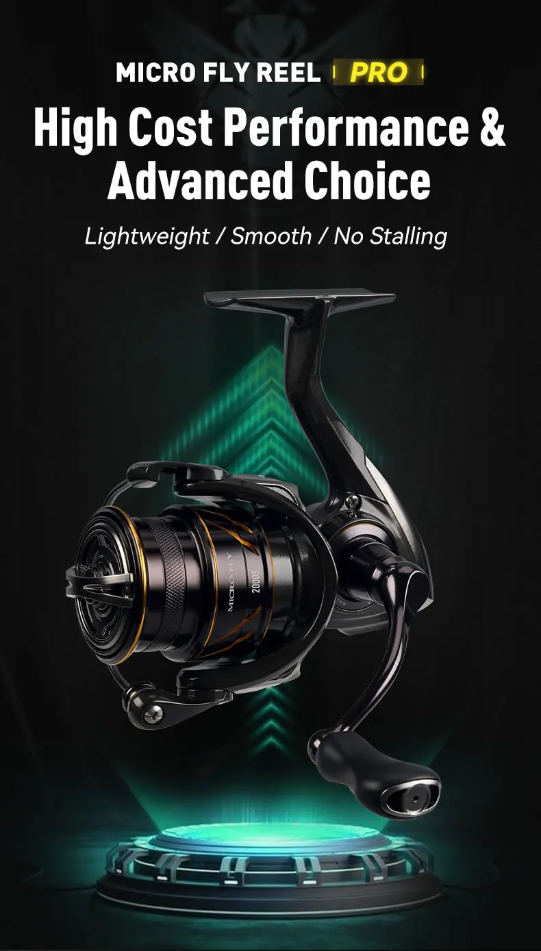 Kingdom Micro Fly Pro Fishing Spinning Reel 160g Utra light 8+1 Sealed Bearings 8KG Max Drag 5.2:1 Gear Ratio Fishing Reel