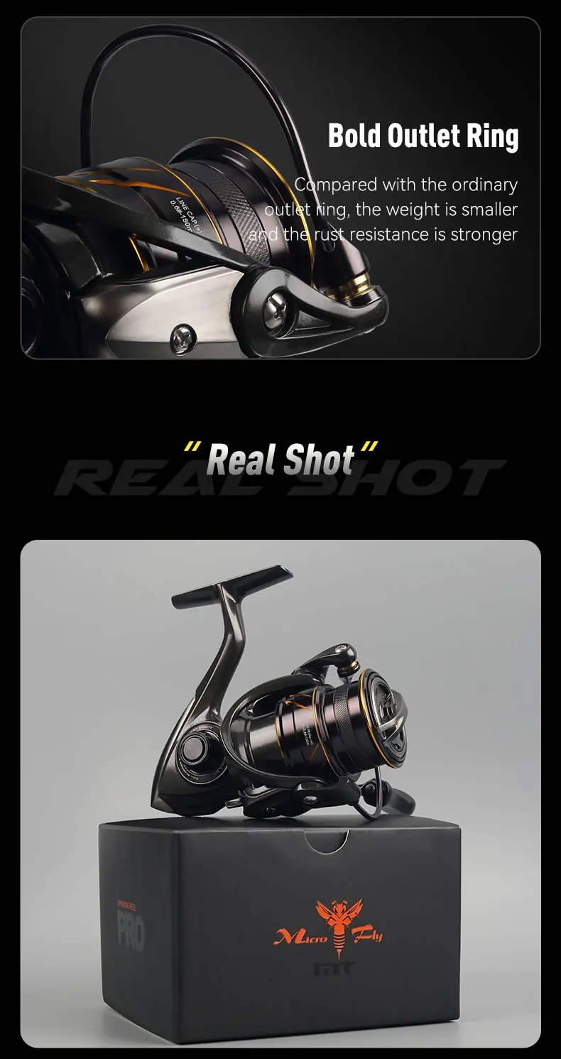 Kingdom Micro Fly Pro Fishing Spinning Reel 160g Utra light 8+1 Sealed Bearings 8KG Max Drag 5.2:1 Gear Ratio Fishing Reel