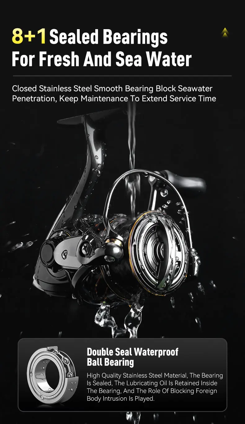 Kingdom Micro Fly Pro Fishing Spinning Reel 160g Utra light 8+1 Sealed Bearings 8KG Max Drag 5.2:1 Gear Ratio Fishing Reel