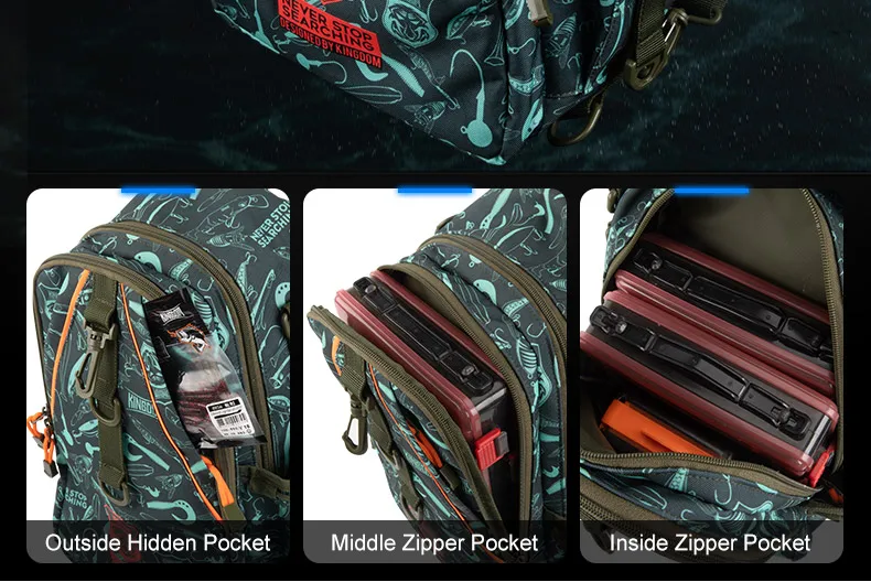 Kingdom Fishing Bags 39*24*16.5cm Outdoor Sports Backpack Fishing Reel Lure Box Fishing Accessories BAG For Bass Trout Fishing