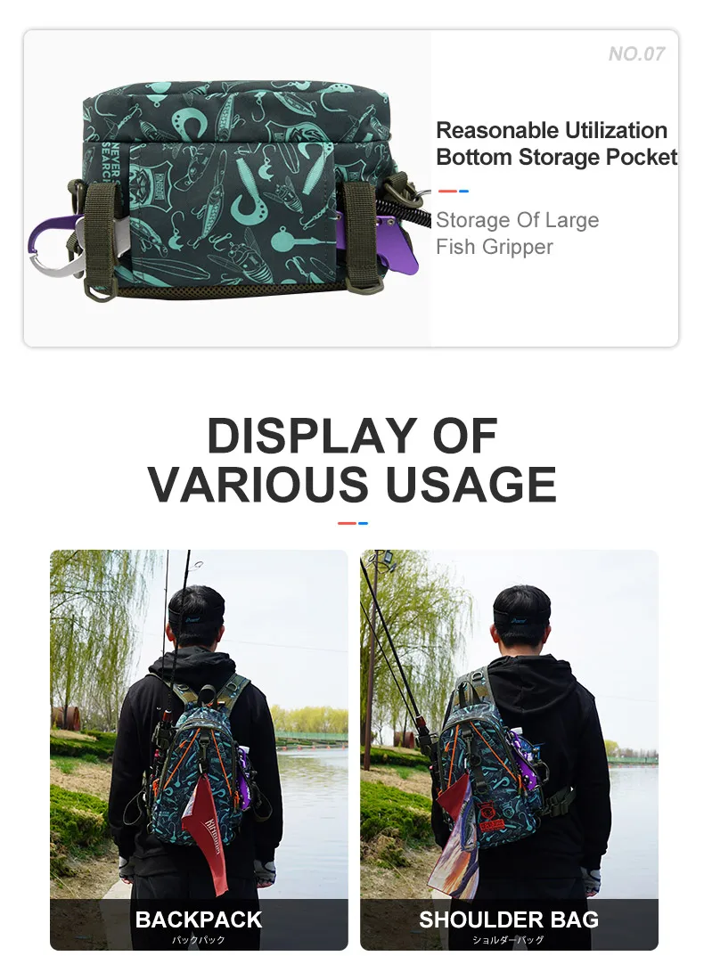 Kingdom Fishing Bags 39*24*16.5cm Outdoor Sports Backpack Fishing Reel Lure Box Fishing Accessories BAG For Bass Trout Fishing