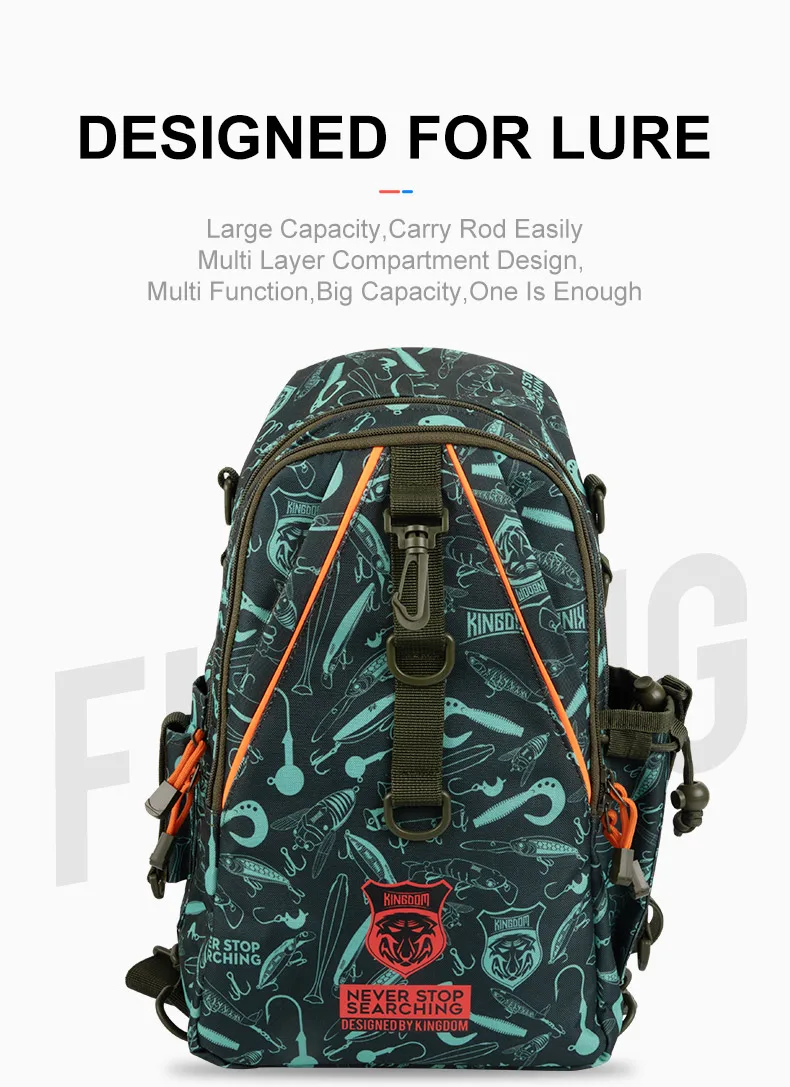 Kingdom Fishing Bags 39*24*16.5cm Outdoor Sports Backpack Fishing Reel Lure Box Fishing Accessories BAG For Bass Trout Fishing