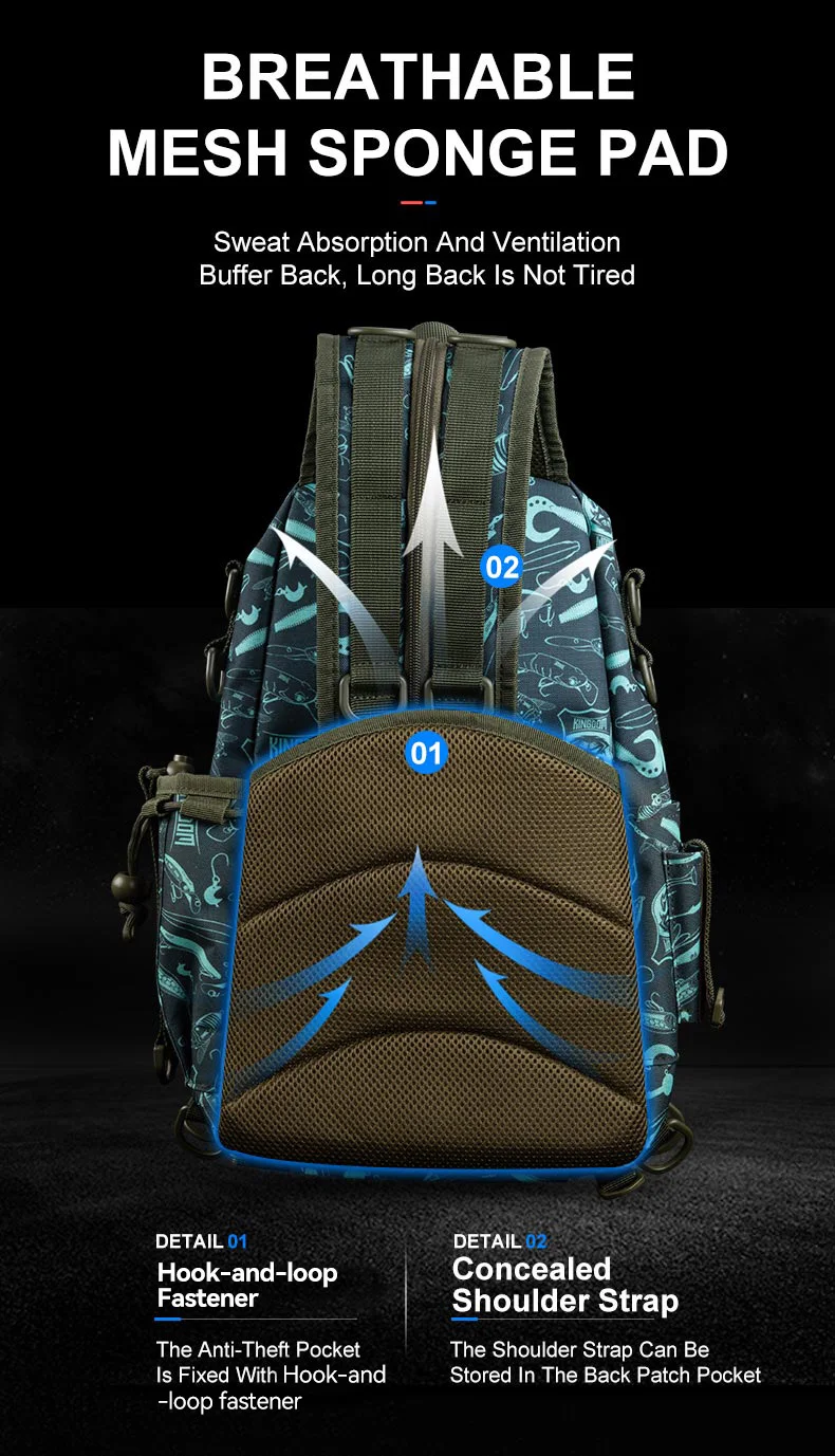 Kingdom Fishing Bags 39*24*16.5cm Outdoor Sports Backpack Fishing Reel Lure Box Fishing Accessories BAG For Bass Trout Fishing