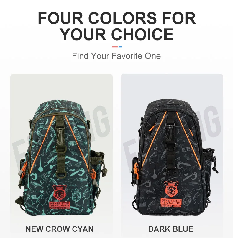 Kingdom Fishing Bags 39*24*16.5cm Outdoor Sports Backpack Fishing Reel Lure Box Fishing Accessories BAG For Bass Trout Fishing