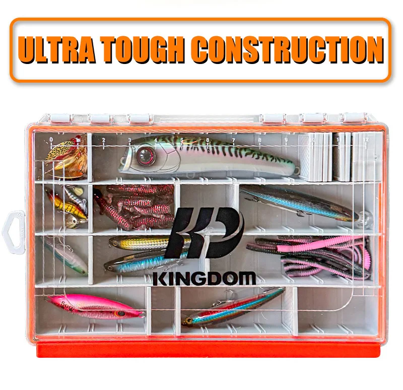 KINGDOM Fishing Tackle Box Multifunction Tackle Trays  2 Sizes Organizer with Removable Dividers Fishing Lure Accessories Box
