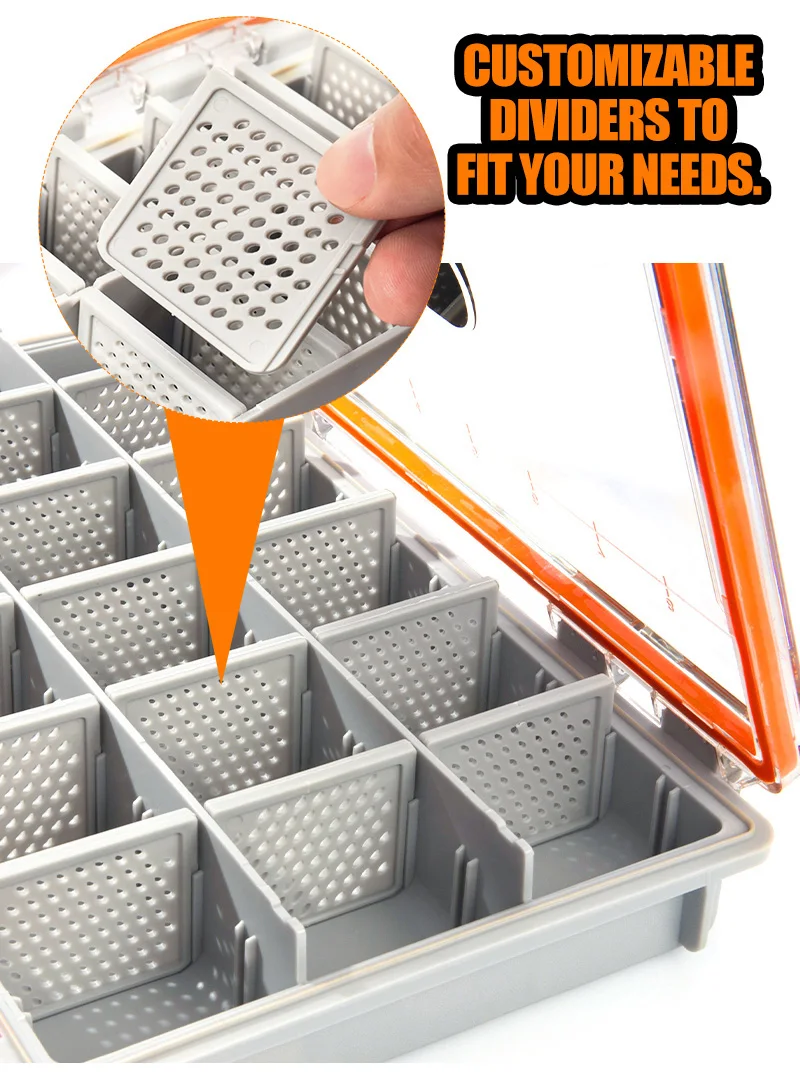 KINGDOM Fishing Tackle Box Multifunction Tackle Trays  2 Sizes Organizer with Removable Dividers Fishing Lure Accessories Box