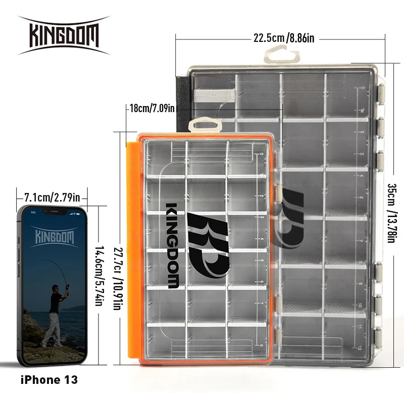 KINGDOM Fishing Tackle Box Multifunction Tackle Trays  2 Sizes Organizer with Removable Dividers Fishing Lure Accessories Box