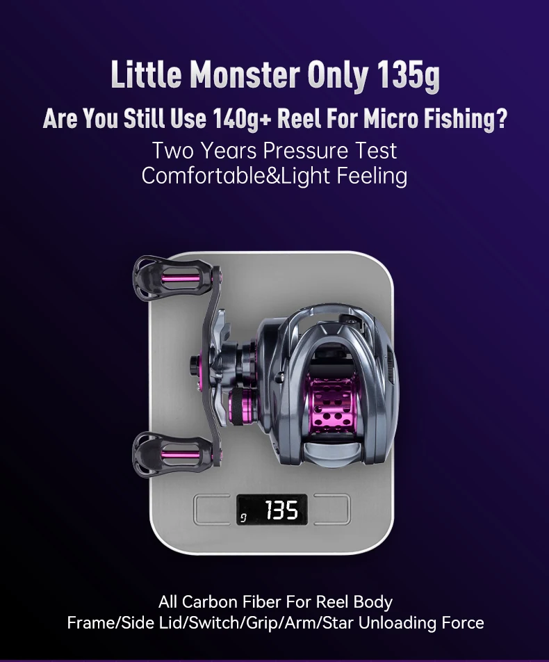 Kingdom 135g Fishing Reel Ultra Light Spool Bait Finesse Baitcasting Reel Micro Monster 7.1:1 8.1:1 4kg Shallow Spool Light Coil
