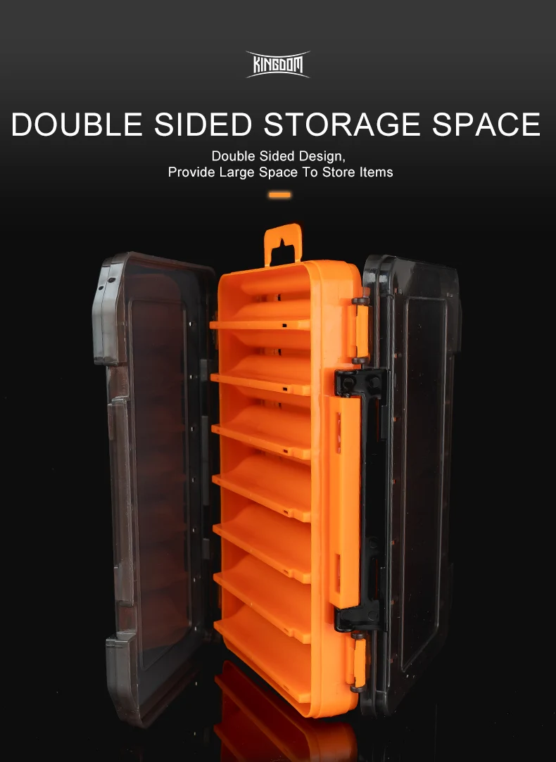 Kingdom Fishing Tackle Boxes 12 14 Compartments Double Sided High Strength Boxes Plastic Fishing Accessories Storage Case