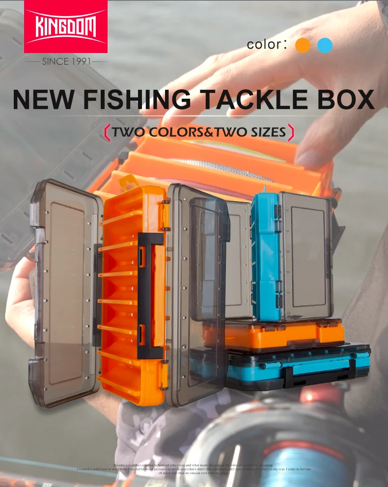 Kingdom Fishing Tackle Boxes 12 14 Compartments Double Sided High Strength Boxes Plastic Fishing Accessories Storage Case