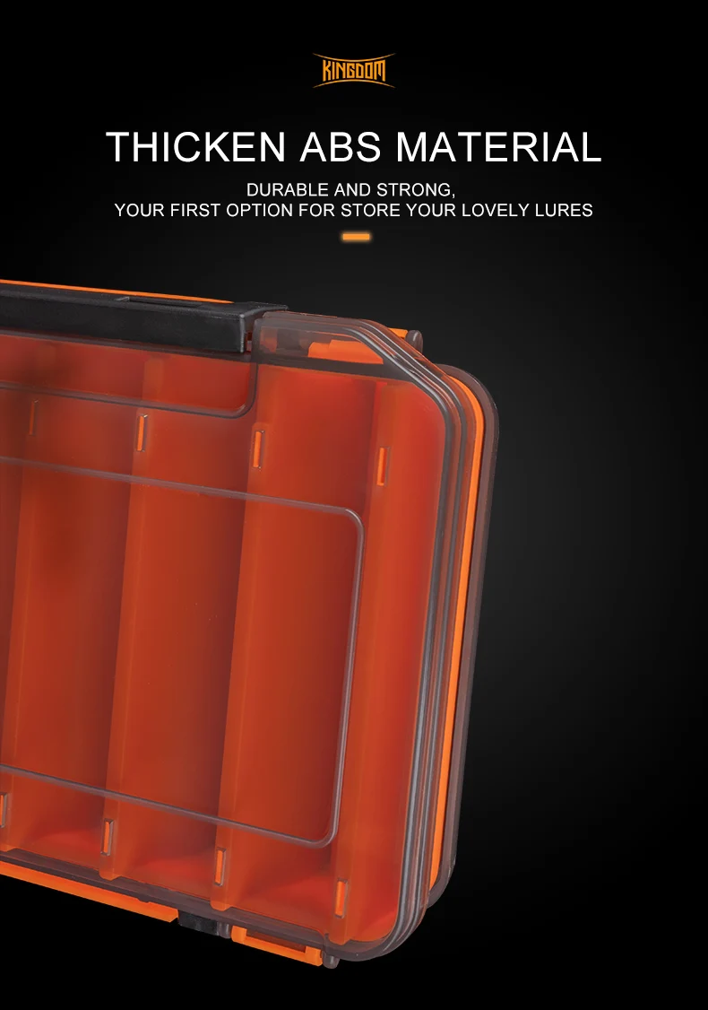 Kingdom Fishing Tackle Boxes 12 14 Compartments Double Sided High Strength Boxes Plastic Fishing Accessories Storage Case