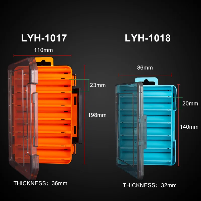 Kingdom Fishing Tackle Boxes 12 14 Compartments Double Sided High Strength Boxes Plastic Fishing Accessories Storage Case
