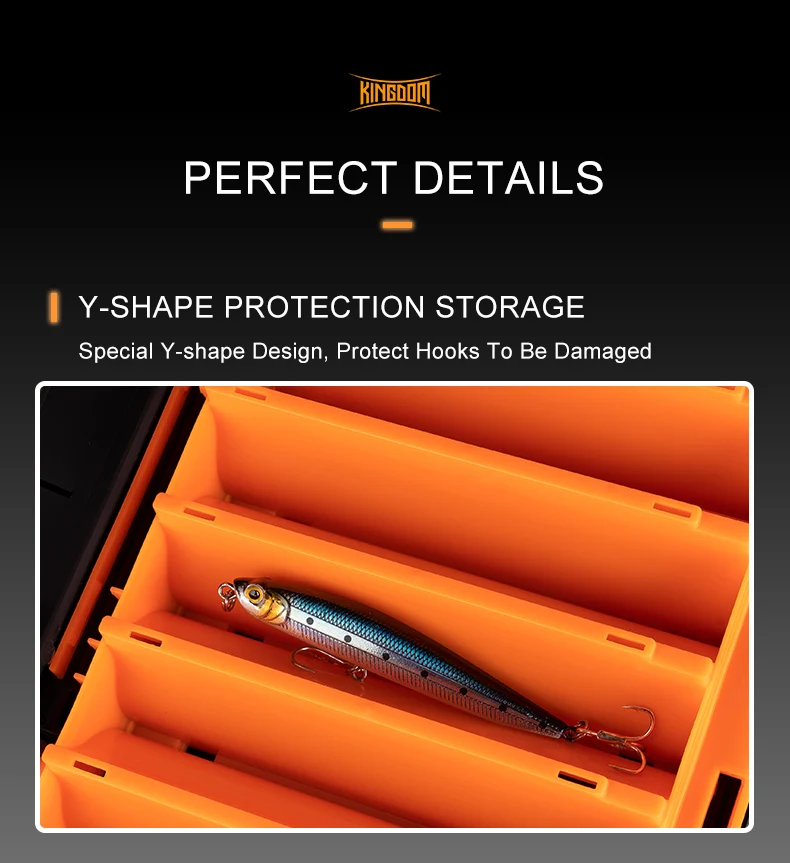 Kingdom Fishing Tackle Boxes 12 14 Compartments Double Sided High Strength Boxes Plastic Fishing Accessories Storage Case