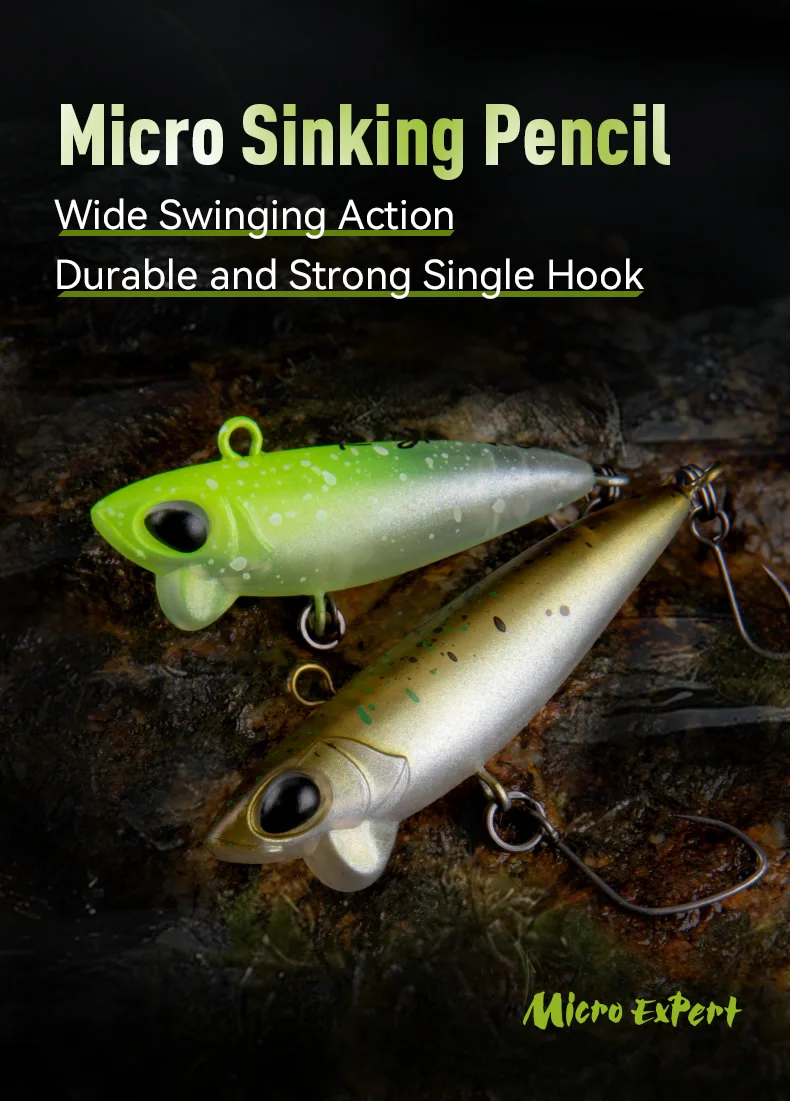 Kingdom Micro Pencil Fishing Lure 2.4g 38mm 2.8g 45mm Artificial Sinking Pencil Bait Single Hook Wobbers For Bass Trout Fishing