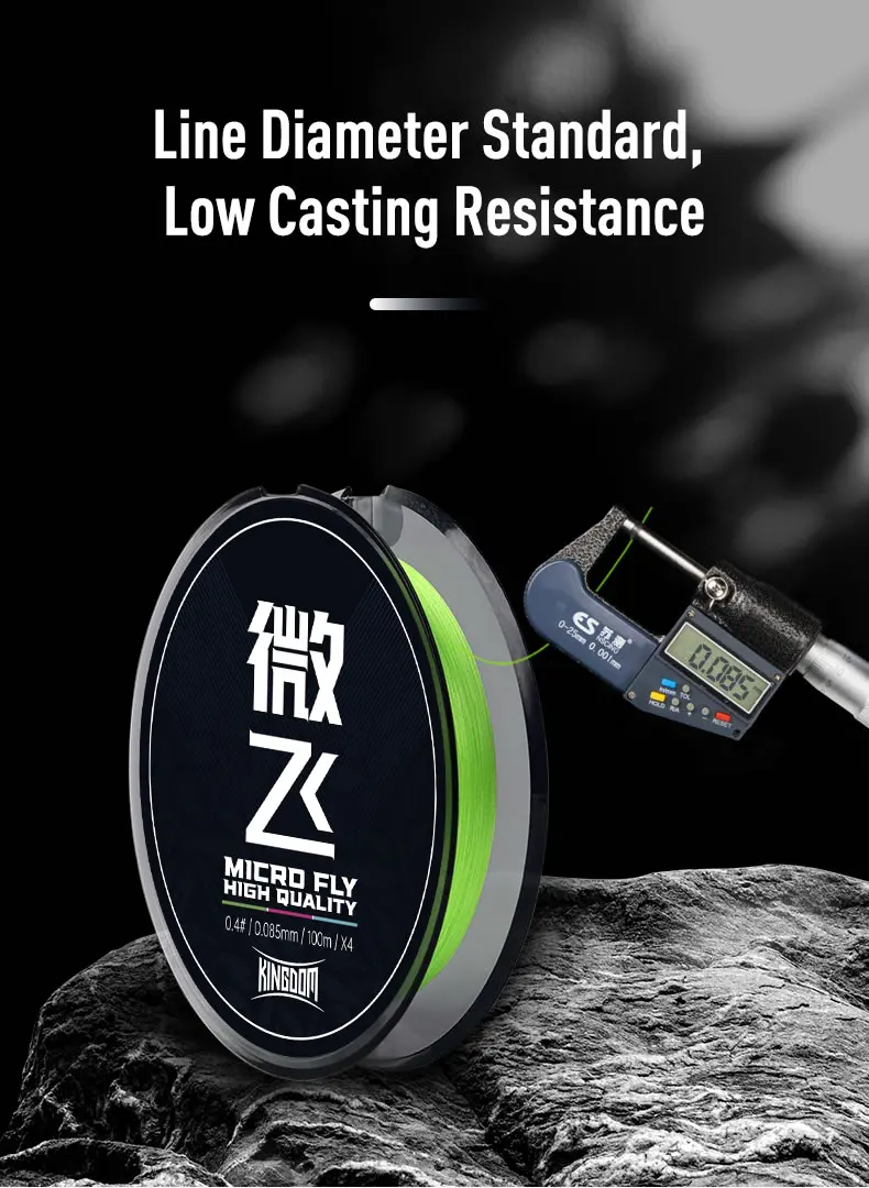 Kingdom Micro Fly PE Line 4 Strands 8-Strands Fishing Line 100m Braided Japan Multifilament Smooth Tighter Far Casting Lines