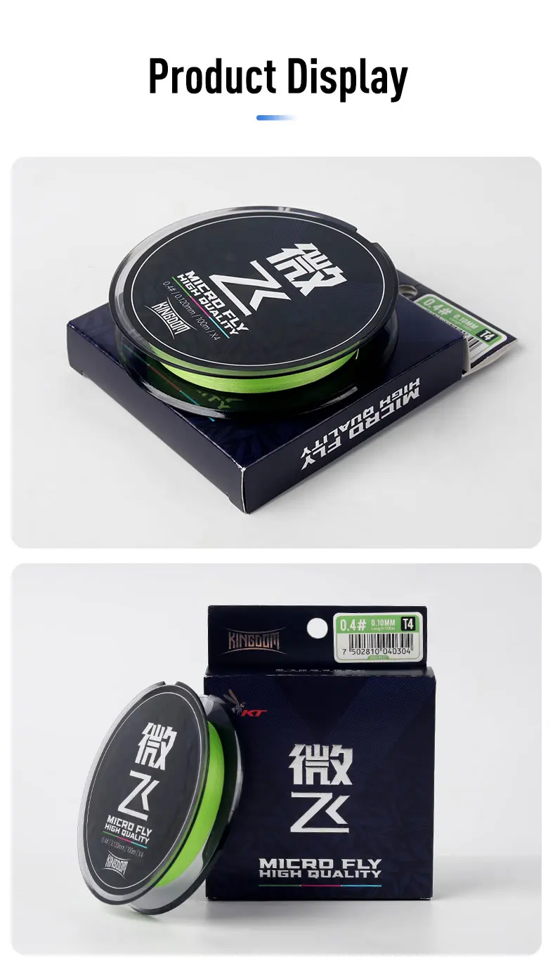 Kingdom Micro Fly PE Line 4 Strands 8-Strands Fishing Line 100m Braided Japan Multifilament Smooth Tighter Far Casting Lines