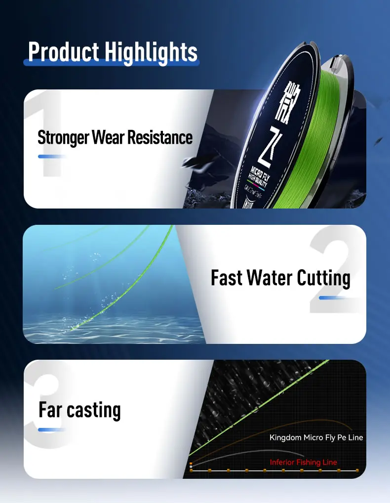 Kingdom Micro Fly PE Line 4 Strands 8-Strands Fishing Line 100m Braided Japan Multifilament Smooth Tighter Far Casting Lines
