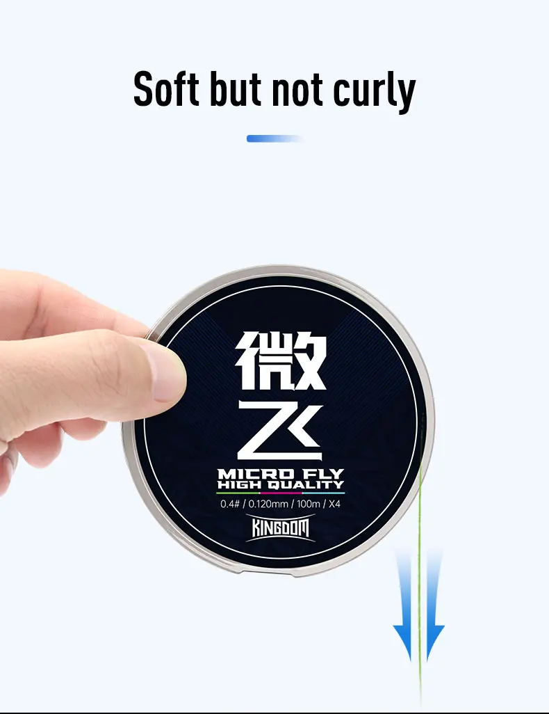 Kingdom Micro Fly PE Line 4 Strands 8-Strands Fishing Line 100m Braided Japan Multifilament Smooth Tighter Far Casting Lines