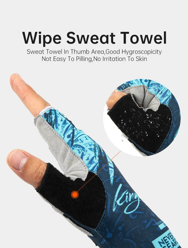 Kingdom Ice Lycra Fabric Anti-slip Fishing Gloves Outdoor Sports Breathable Cycling Bike Bicycle Camping Hiking Fingerless Glove