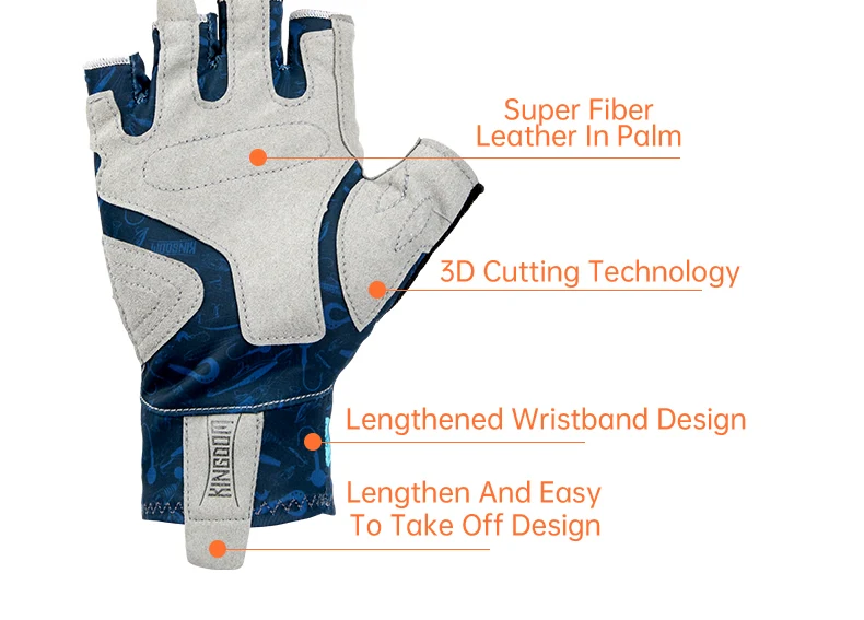 Kingdom Ice Lycra Fabric Anti-slip Fishing Gloves Outdoor Sports Breathable Cycling Bike Bicycle Camping Hiking Fingerless Glove