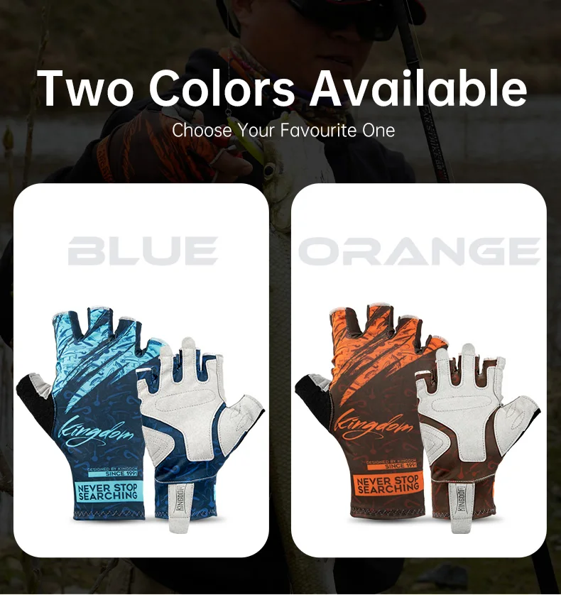 Kingdom Ice Lycra Fabric Anti-slip Fishing Gloves Outdoor Sports Breathable Cycling Bike Bicycle Camping Hiking Fingerless Glove