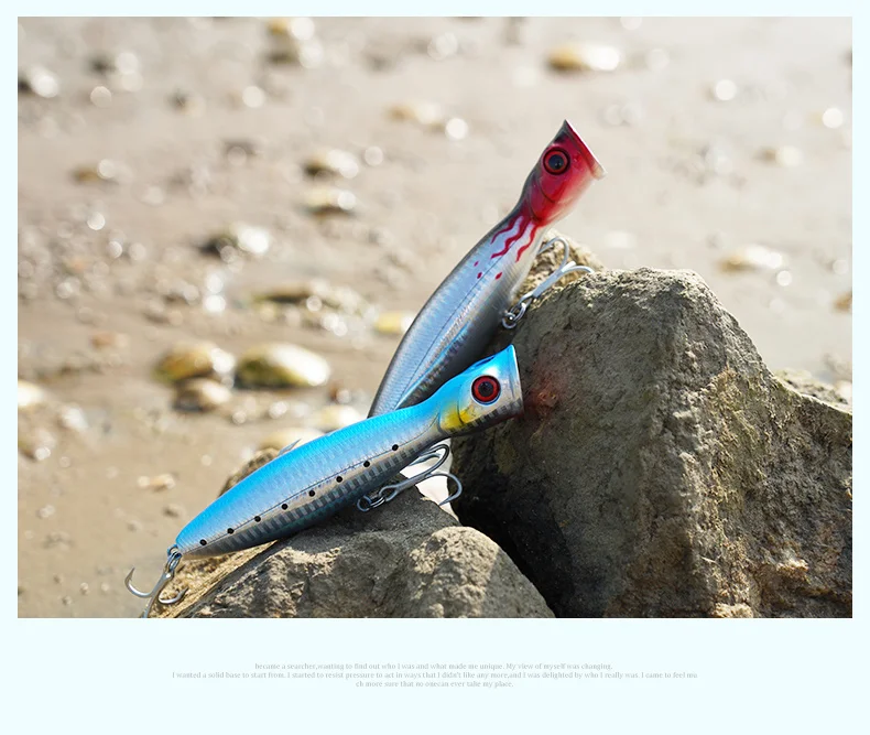 Kingdom TopWater Floating Popper Fishing Lure 80mm 9.5g 100mm16g 130mm 36g Artificial Bass Hard Bait Fishing Tackle Lures