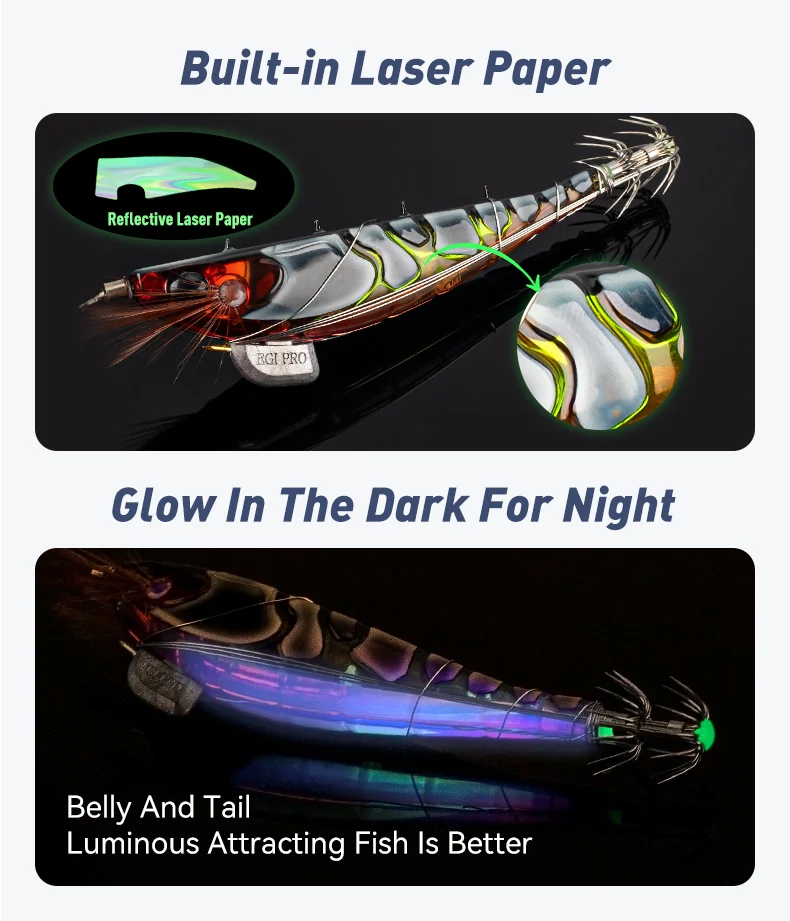 Kingdom Squid Jig  Wood Shrimp 9.9g 13.8g Sinking Octopus Egi  Luminous Deep Sea Octopus Cuttlefish Artificial Bait For Sale