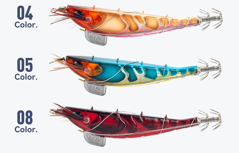 Kingdom Squid Jig  Wood Shrimp 9.9g 13.8g Sinking Octopus Egi  Luminous Deep Sea Octopus Cuttlefish Artificial Bait For Sale