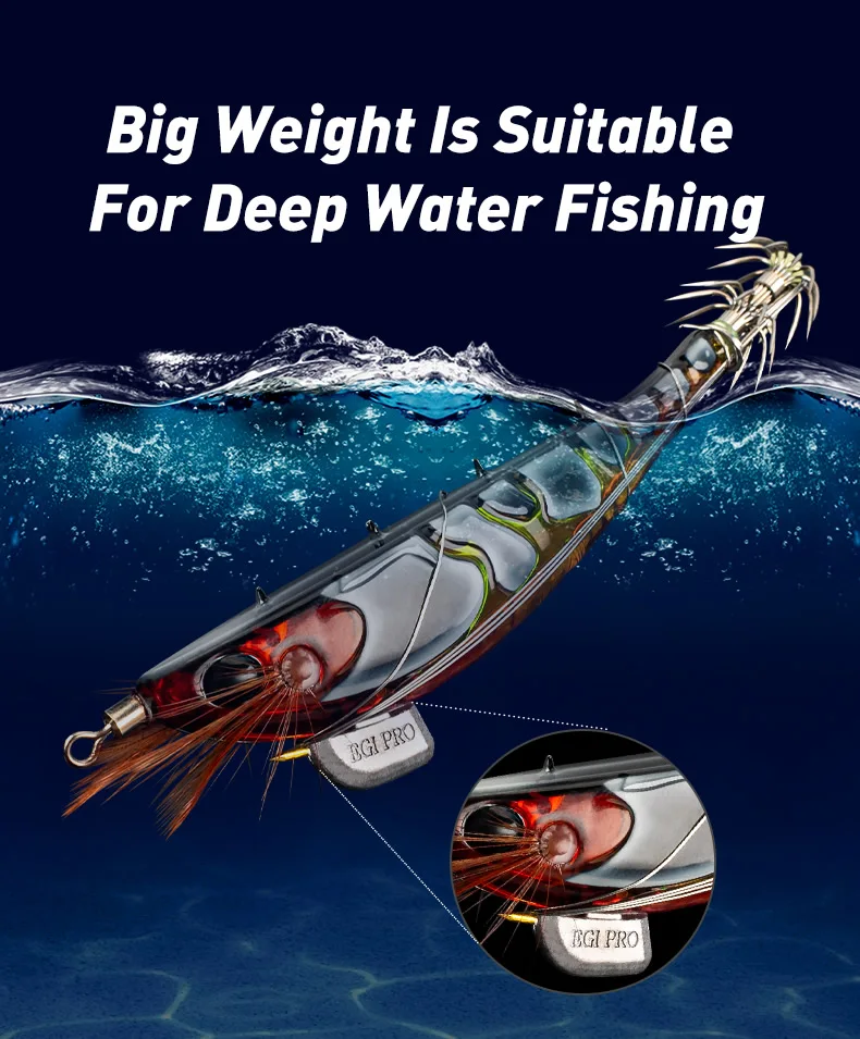 Kingdom Squid Jig  Wood Shrimp 9.9g 13.8g Sinking Octopus Egi  Luminous Deep Sea Octopus Cuttlefish Artificial Bait For Sale