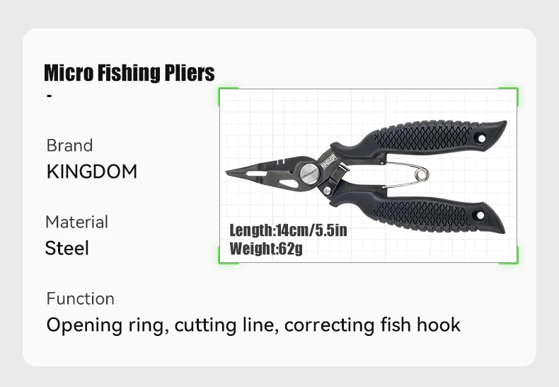 Kingdom Fishing Pliers Line Cutter 62g Multifunctional Plier Steel Knot Scissors Hook Remover Fishing Tackle Equipment