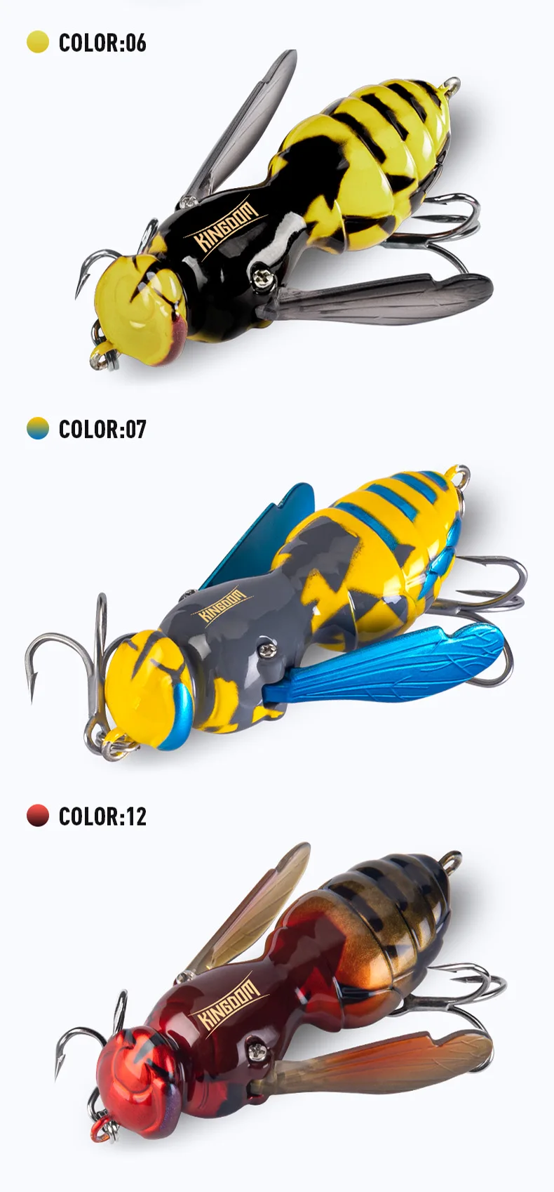 Kingdom Bait Artificial Fishing Lure 4.2g 40mm 6.6g 48mm Floating Insect Bionic Swimbaits Hard Baits For Bass Carp Pike Fishing
