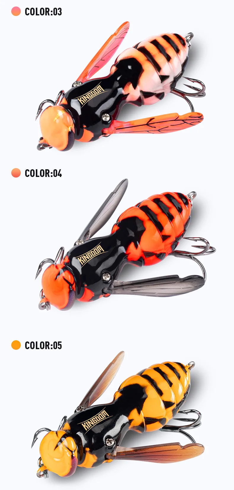 Kingdom Bait Artificial Fishing Lure 4.2g 40mm 6.6g 48mm Floating Insect Bionic Swimbaits Hard Baits For Bass Carp Pike Fishing