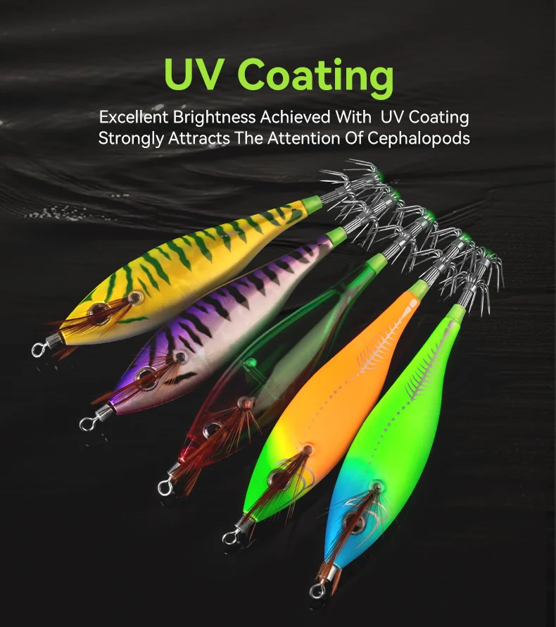 Kingdom Horizontal Squid Jig Wood Shrimp Squid Hook 5pcs Squid Jigging Octopus Cuttlefish Shrimp Saltwater Baits For Fishing
