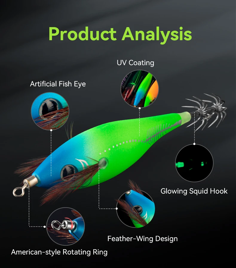 Kingdom Horizontal Squid Jig Wood Shrimp Squid Hook 5pcs Squid Jigging Octopus Cuttlefish Shrimp Saltwater Baits For Fishing