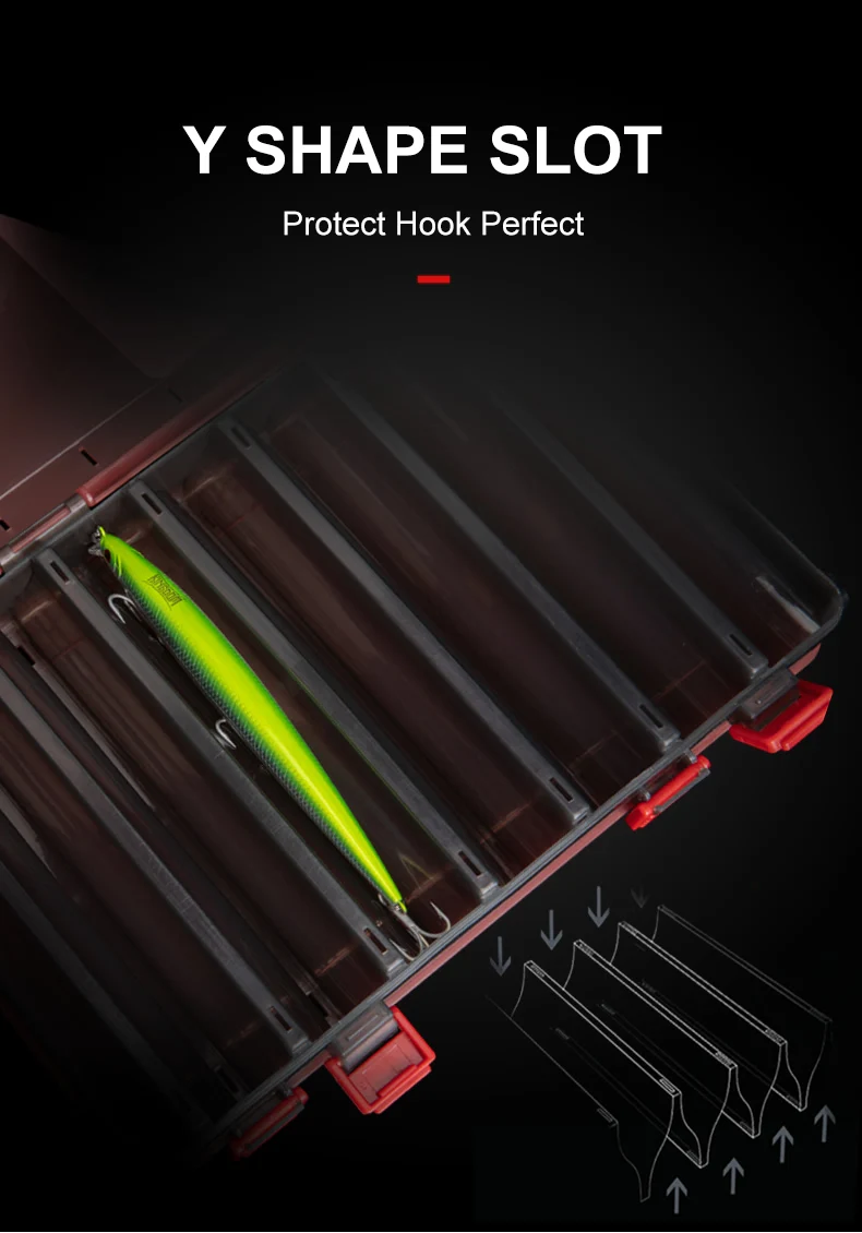 Kingdom Fishing Lure Tackle Boxes 12 14 Compartments Plastic Fishing Accessories Storage Case Double Sided High Strength Boxes