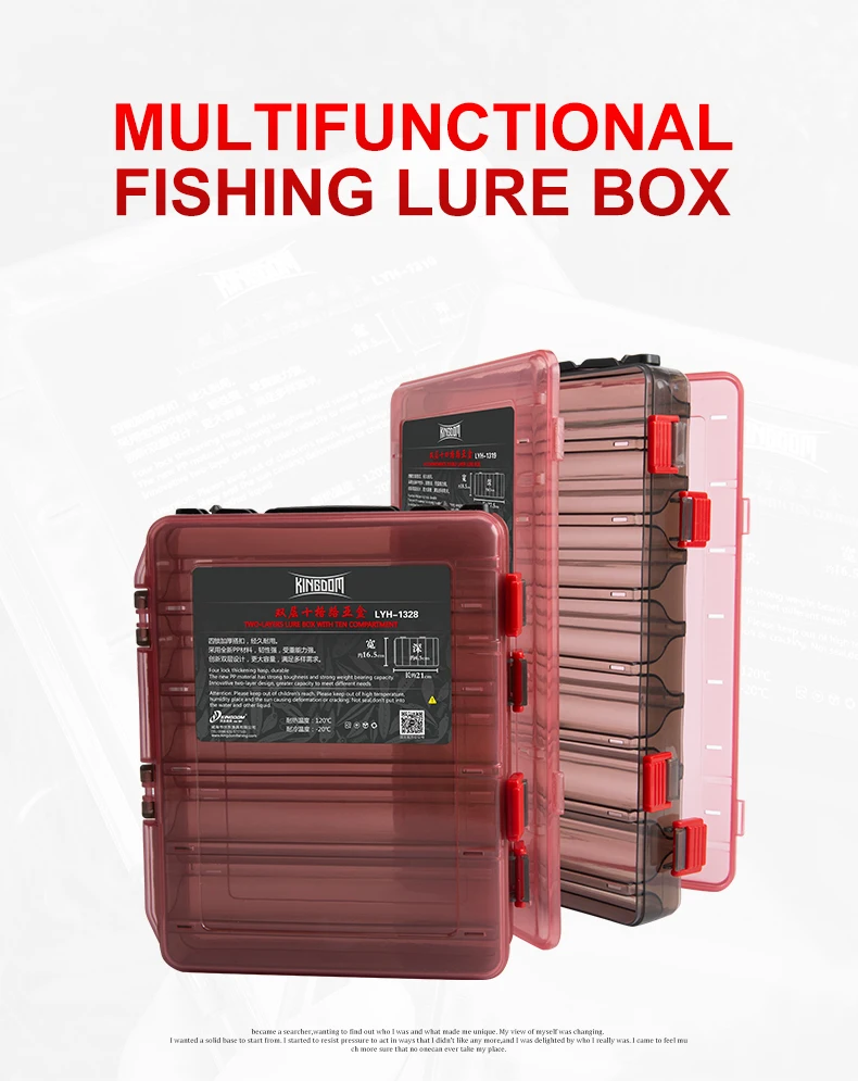 Kingdom Fishing Lure Tackle Boxes 12 14 Compartments Plastic Fishing Accessories Storage Case Double Sided High Strength Boxes