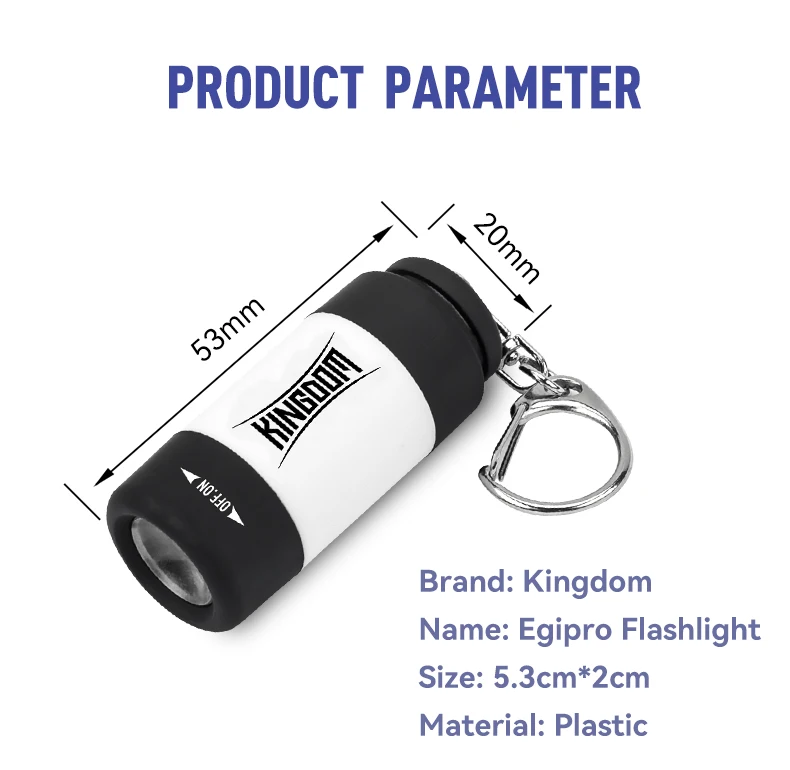 Kingdom Flashlight Fishing Tackle USB Interface Mini Easy Carry Use 5.3cm*2cm Rechargeable Plastic Fishing Flashlight Tools
