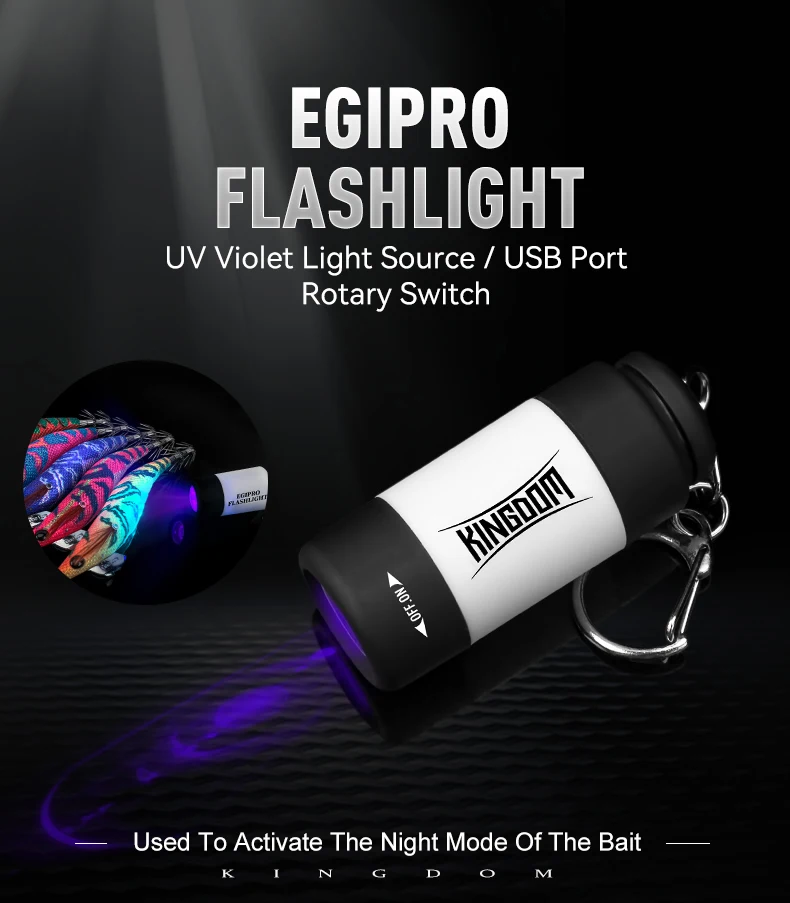 Kingdom Flashlight Fishing Tackle USB Interface Mini Easy Carry Use 5.3cm*2cm Rechargeable Plastic Fishing Flashlight Tools