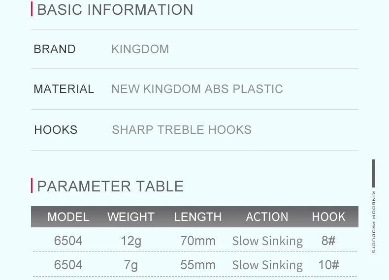 Kingdom Slow Sinking Pencil Fishing Lures Noise Minnow 70mm 12g 55mm 7g Swimbaits Swing Hard Baits Wobblers Fishing Tackle Kingdom Slow Sinking Pencil Fishing Lures Noise Minnow 70mm 12g 55mm 7g Swimbaits Swing Hard Baits Wobblers Fishing Tackle