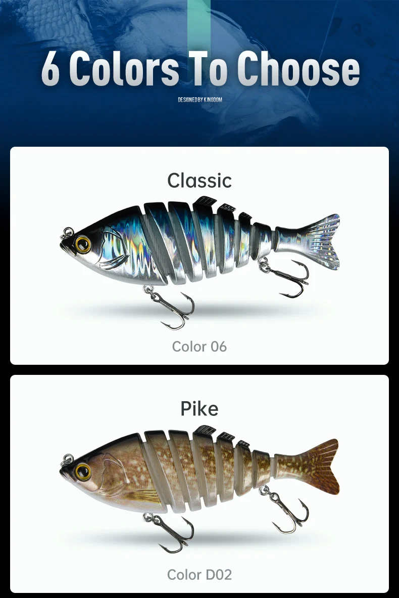 Kingdom Hot Barbecue Fishing Lures 6&8 Joint Hard Baits 65mm 90mm 120mm 140mm Sinking Wobblers Realistic Swimbaits Lure For Bass