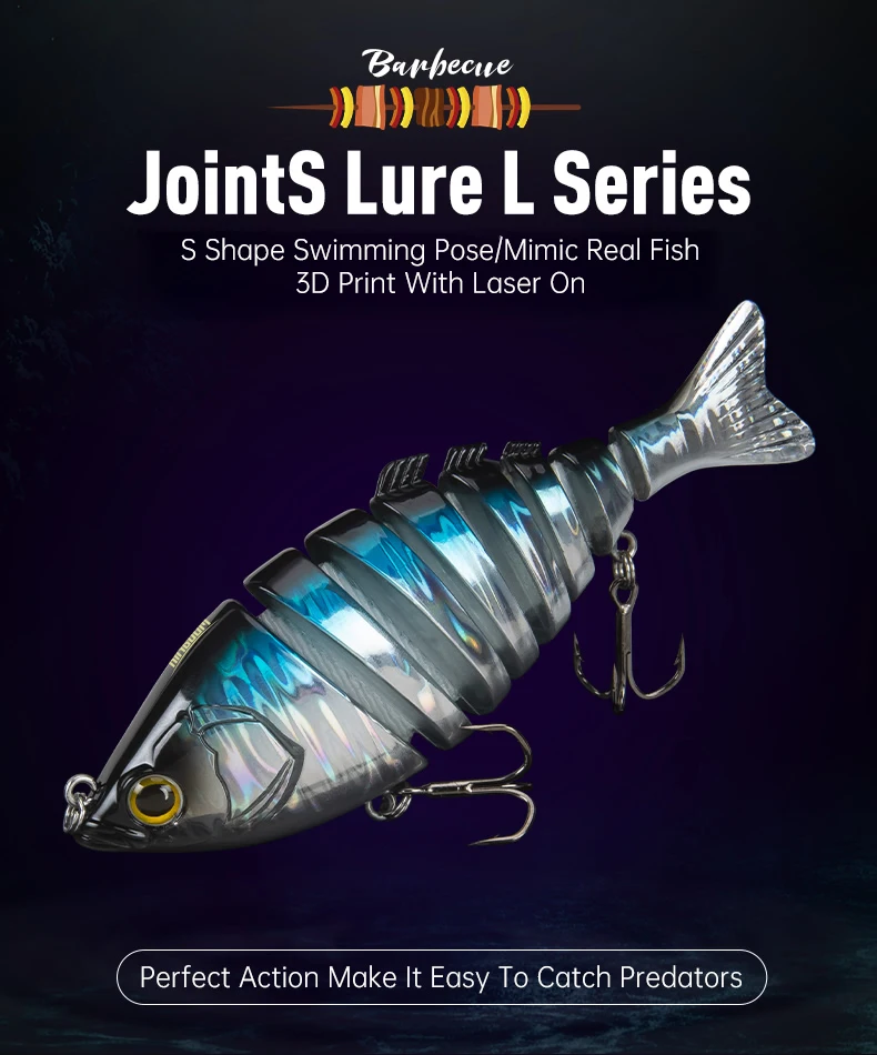 Kingdom Hot Barbecue Fishing Lures 6&8 Joint Hard Baits 65mm 90mm 120mm 140mm Sinking Wobblers Realistic Swimbaits Lure For Bass