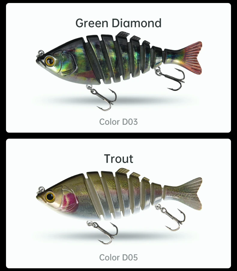 Kingdom Hot Barbecue Fishing Lures 6&8 Joint Hard Baits 65mm 90mm 120mm 140mm Sinking Wobblers Realistic Swimbaits Lure For Bass