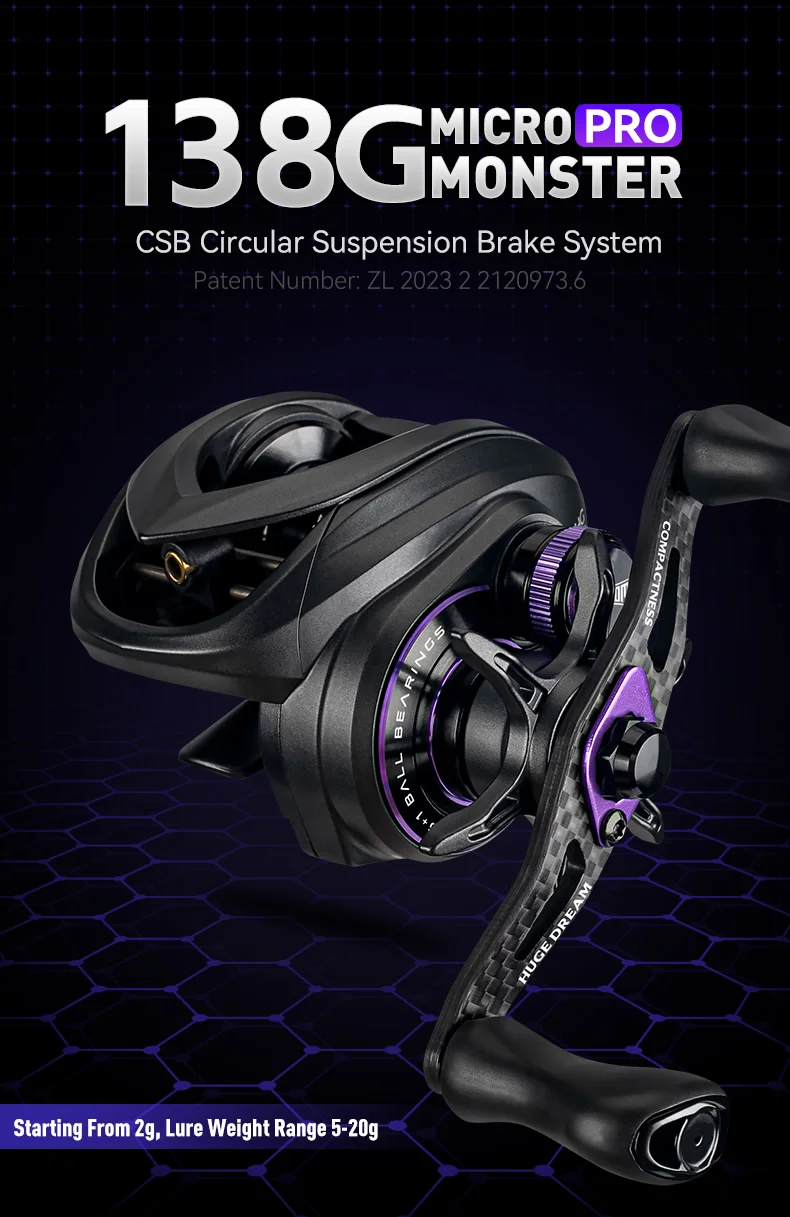 Kingdom Micro Pro Baitcasting Fishing Reel 138g Weight 7.6:1 Gear Ratio 4.6kg Max Drag Ultra-light Carbon Material Fishing Reels Kingdom Micro Pro Baitcasting Fishing Reel 138g Weight 7.6:1 Gear Ratio 4.6kg Max Drag Ultra-light Carbon Material Fishing Reels