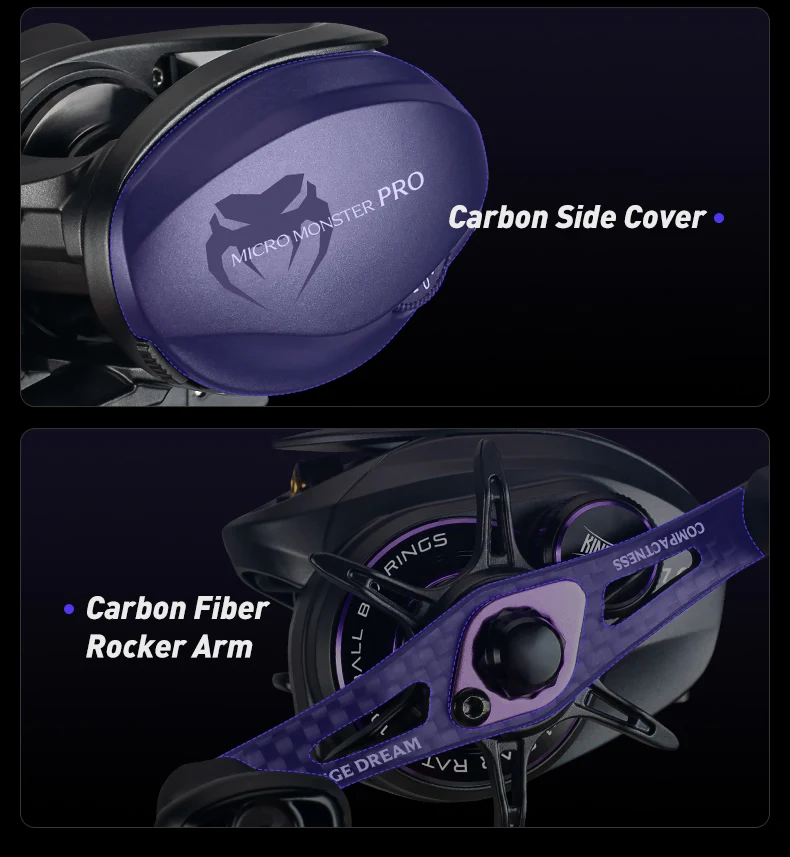 Kingdom Micro Pro Baitcasting Fishing Reel 138g Weight 7.6:1 Gear Ratio 4.6kg Max Drag Ultra-light Carbon Material Fishing Reels Kingdom Micro Pro Baitcasting Fishing Reel 138g Weight 7.6:1 Gear Ratio 4.6kg Max Drag Ultra-light Carbon Material Fishing Reels