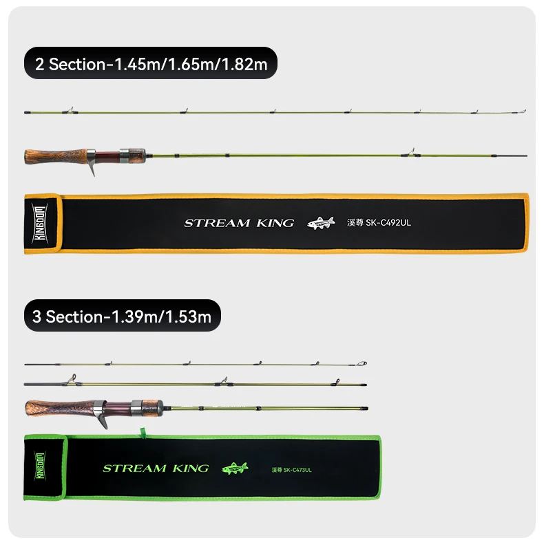 Kingdom STREAM KING Spinning Fishing Rod 61.9g Ultralight Casting Carbon Rods MF Action UL L power Fishing Tackle Travel Rod
