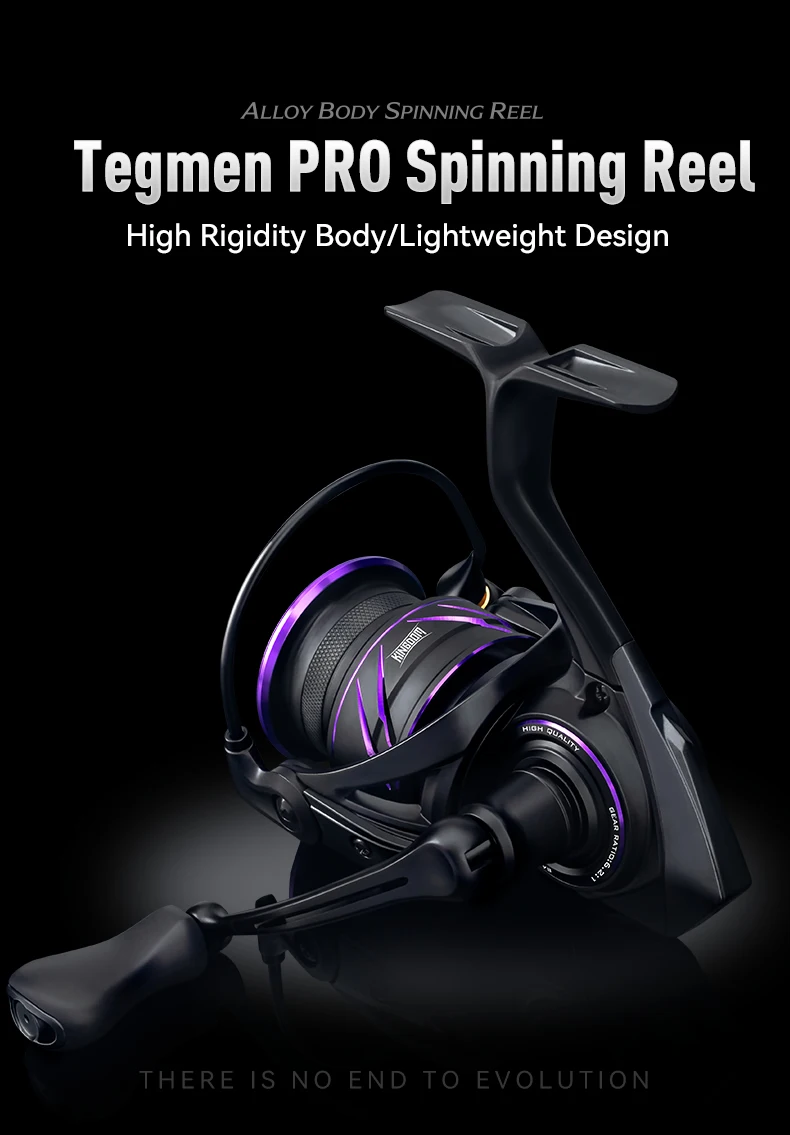 Kingdom Tegmen Pro Spinning Fishing Reel 6.2:1 High Speed Gear Ratio 9kg Max Drag 8+1BB Light Weight Saltwater Fishing Coil