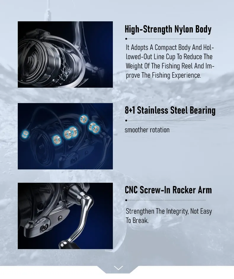 Kingdom Spinning Fishing Reels 5.2:1 Gear Ratio 9kg Max Drag 8+1 Bearings Carbon Nylon Body Freshwater Fishing Tackle Reel Kingdom Spinning Fishing Reels 5.2:1 Gear Ratio 9kg Max Drag 8+1 Bearings Carbon Nylon Body Freshwater Fishing Tackle Reel