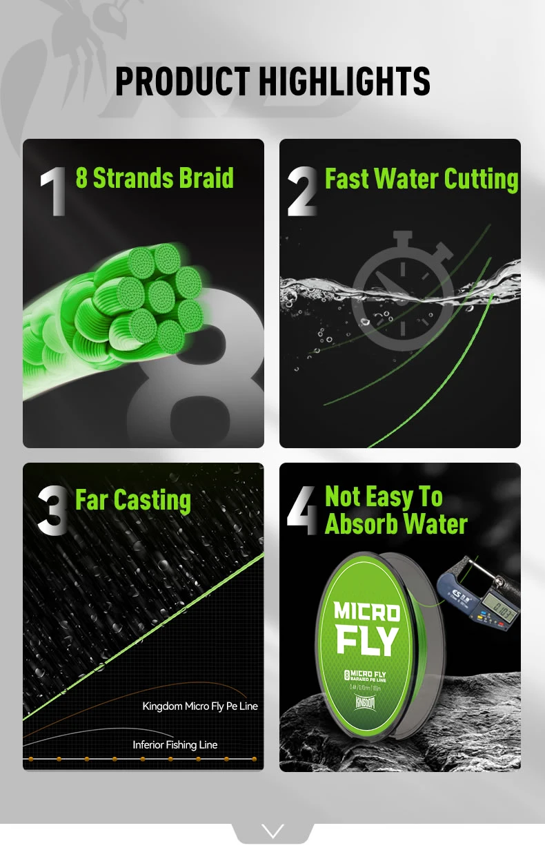 Kingdom Micro Fly Fishing Line 100m 8 Strands Braided Tighter Japan Multifilament Far Casting PE Line For Bass Pike Carp Fishing Kingdom Micro Fly Fishing Line 100m 8 Strands Braided Tighter Japan Multifilament Far Casting PE Line For Bass Pike Carp Fishing
