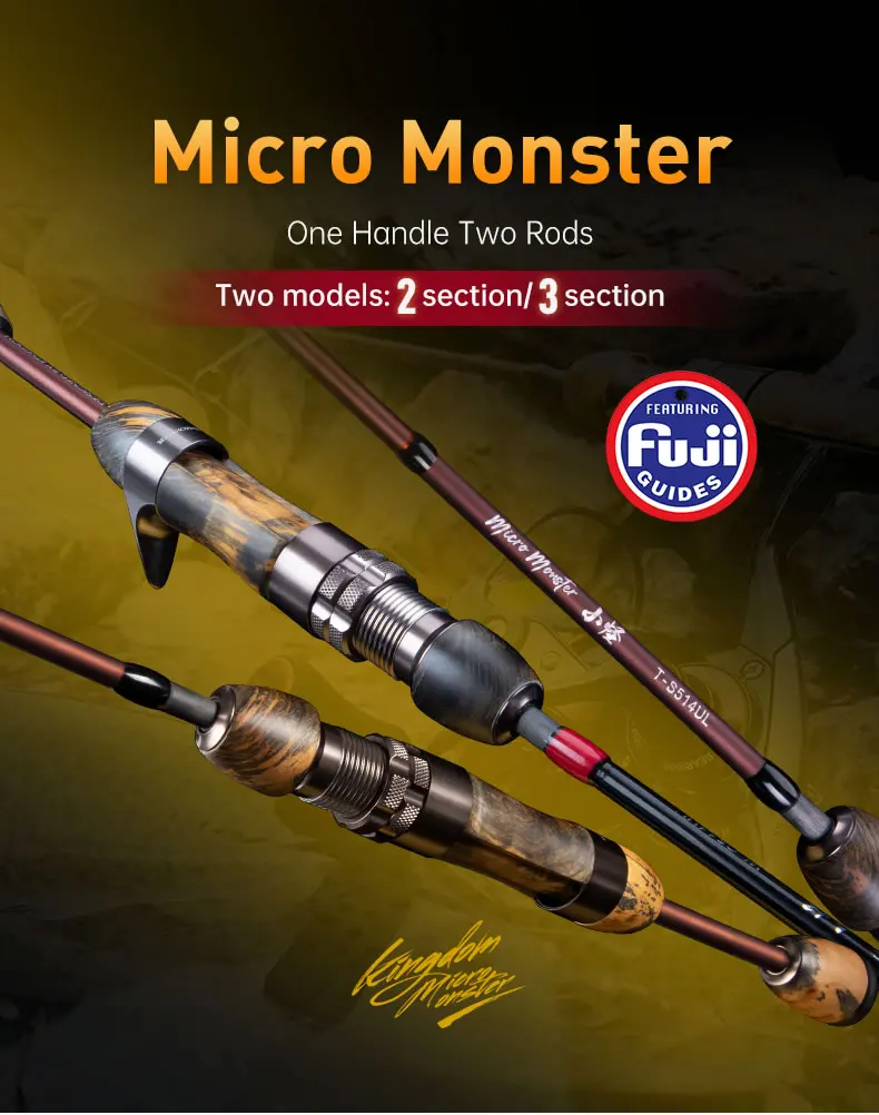 Kingdom MicroMonster Casting Fishing Rod 1.55m F MF Action Spinning Fishing Rods 3 Sections FUJI Guide UL Power Trout Travel Rod Kingdom MicroMonster Casting Fishing Rod 1.55m F MF Action Spinning Fishing Rods 3 Sections FUJI Guide UL Power Trout Travel Rod
